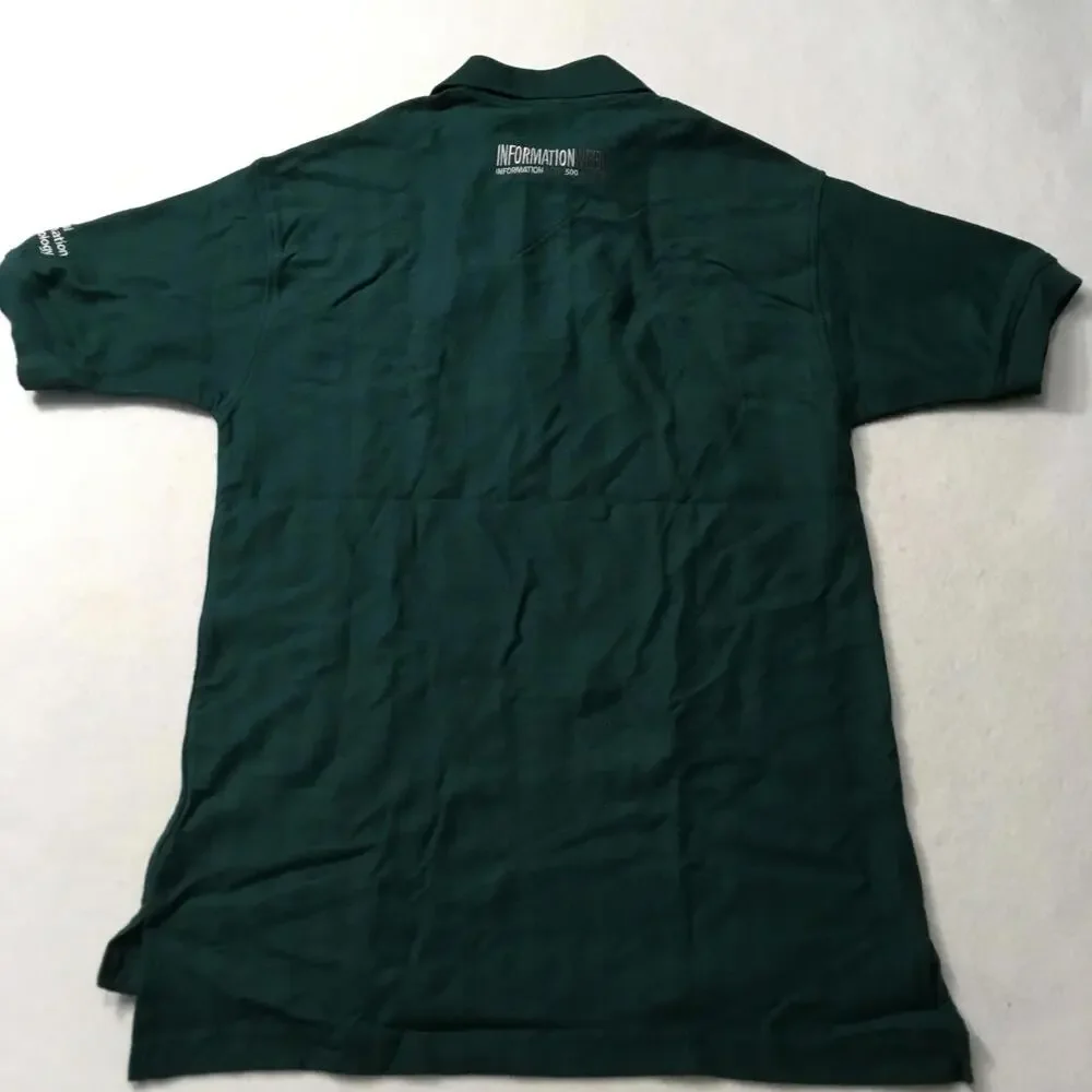 Polo Shirt Green Size Medium Men’s Shirt Button Up 3COM INFORMATION EMBROIDERED - Picture 11 of 12